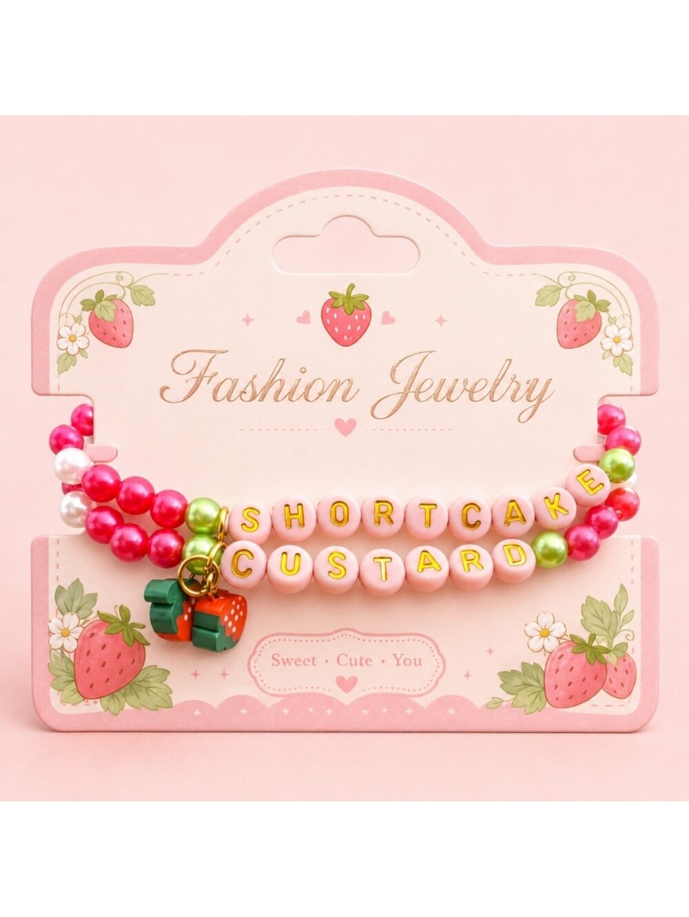 Strawberry Shortcake & Custard Bestie's Stackable Friendship Bracelets